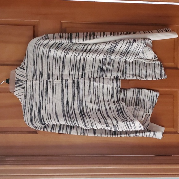 LOFT Lou & Grey Striped Sweater Open Cardigan in Cream & Black Size XL - Picture 9 of 10